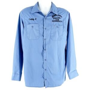 Airplane mechanic workshirt Goshawk NAS Kingsville Texas blue long sleeve shirt